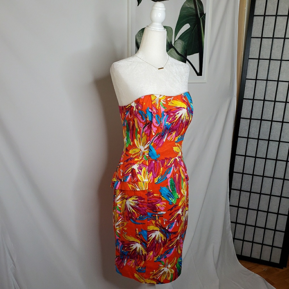 Chris McLaughlin Strapless Multicolor Floral Dress